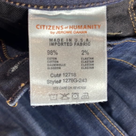 Citizens of Humanity Ava Jeans Low-Mid-Rise Straight Leg Dark Wash Blue Denim - Picture 12 of 14